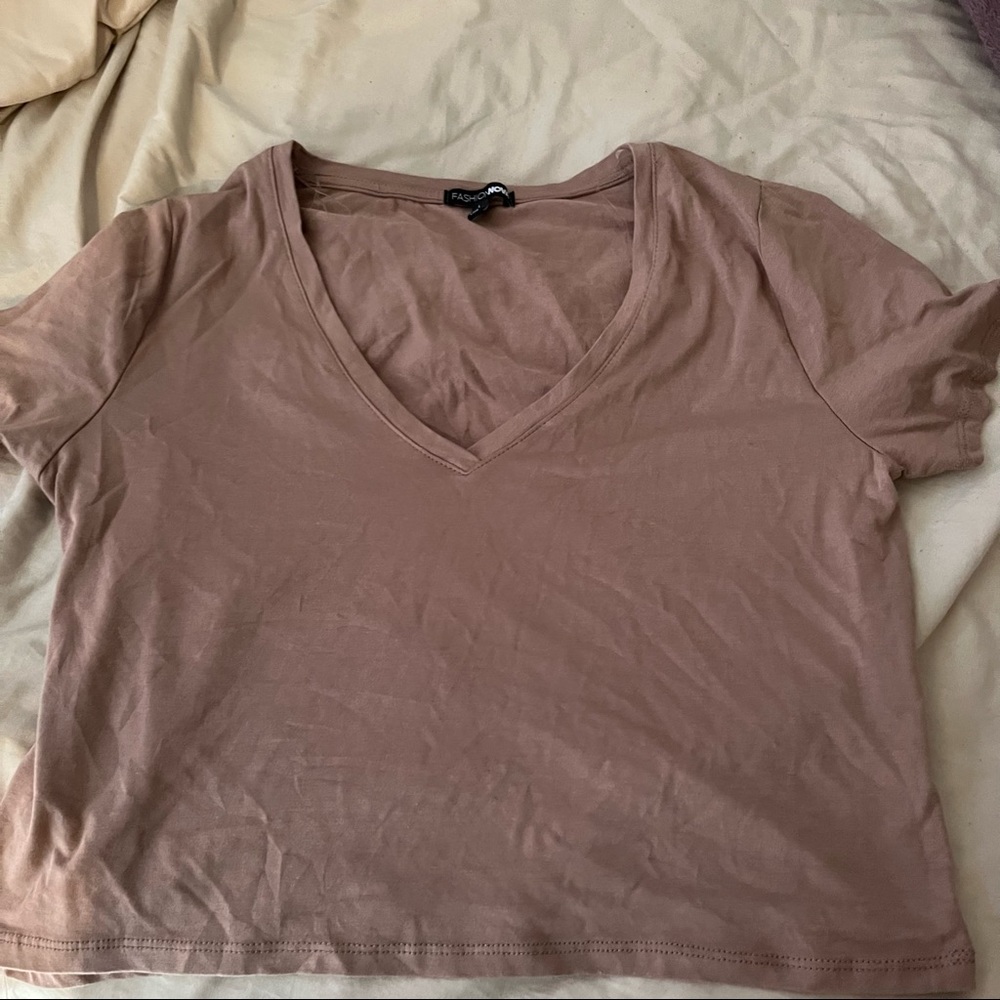 Tan cropped fashion nova tee